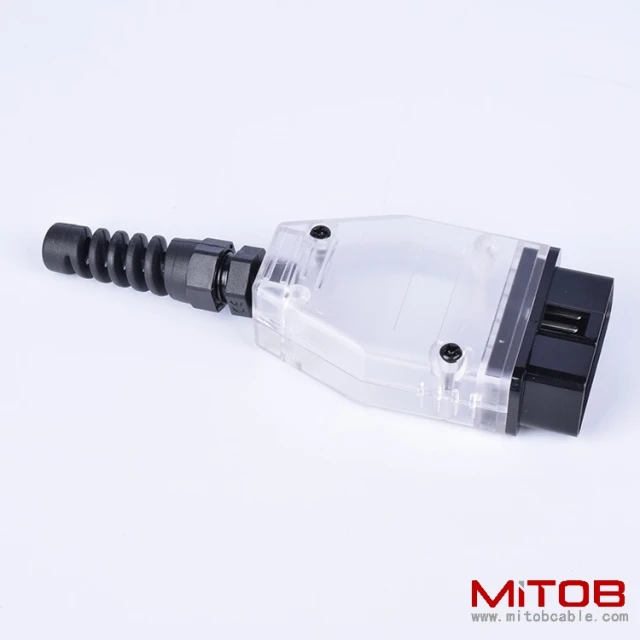 Car OBD2 16 pin male  connector  OBD housing with plug+shell+SR+screw