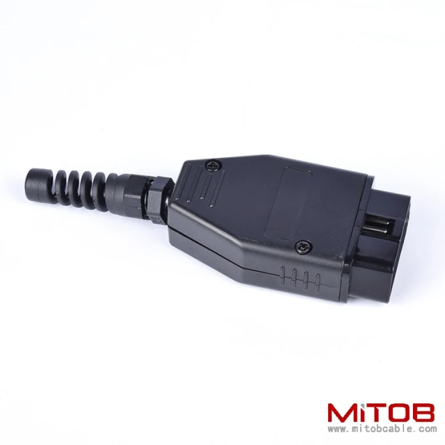 Car OBD2 16 pin male  connector  OBD housing with plug+shell+SR+screw