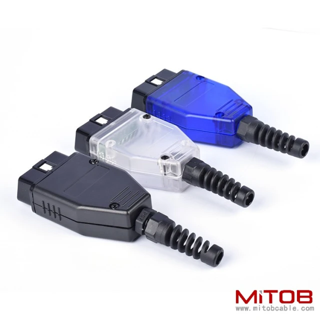 Car OBD2 16 pin male  connector  OBD housing with plug+shell+SR+screw