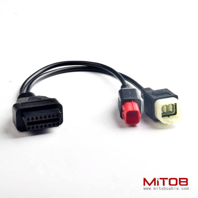 OBD 16pin one to two adapter cable OBDll to 4pin and 6pin motorcycle diagnostic cable