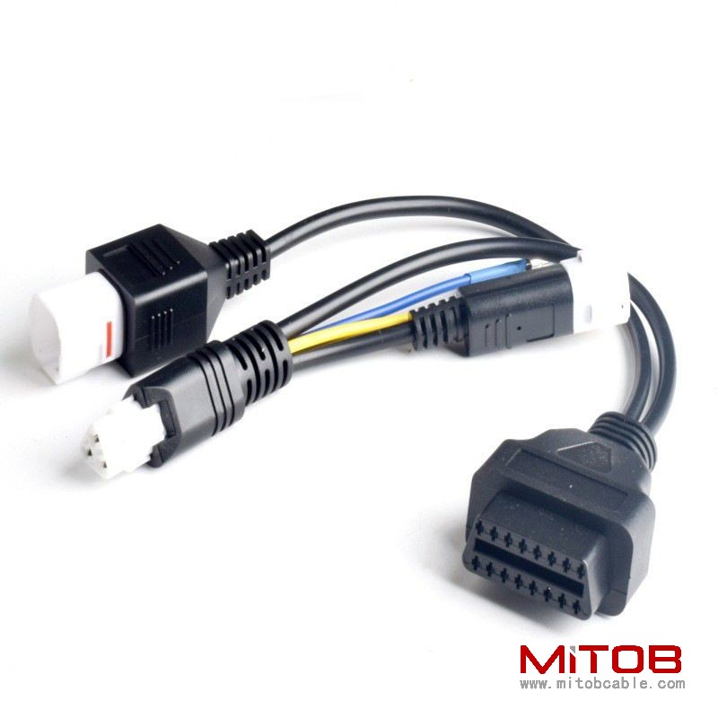 Yamaha One to Two  OBD16pin Cable for Honda Motorcycle OBd2 16pin to 3Pin and 4pin cable