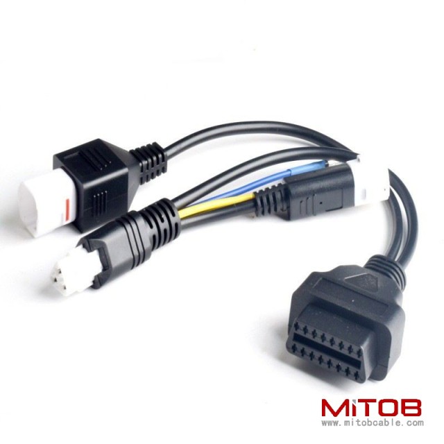 Yamaha One to Two  OBD16pin Cable for Honda Motorcycle OBd2 16pin to 3Pin and 4pin cable