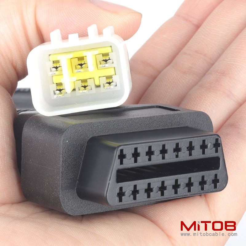 30cm OBD  16pin  to 6 pin for DELPHI Motorcycle 6 pin motorbike  cable