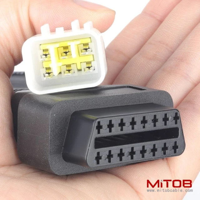 30cm OBD  16pin  to 6 pin for DELPHI Motorcycle 6 pin motorbike  cable
