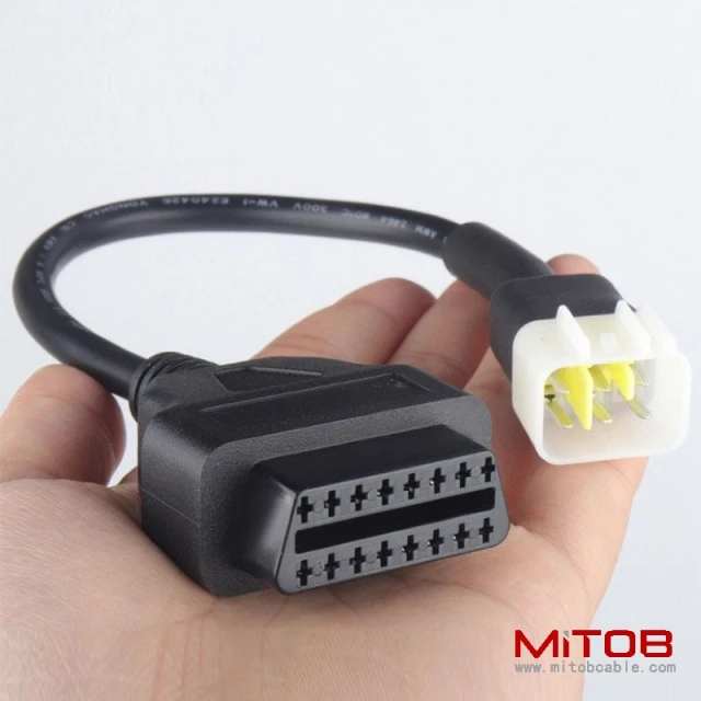 30cm OBD  16pin  to 6 pin for DELPHI Motorcycle 6 pin motorbike  cable