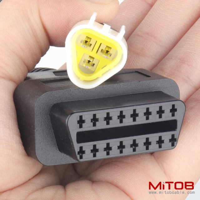 30cm Motorcycle cable OBD2 16 pin  female to 3 pin cable