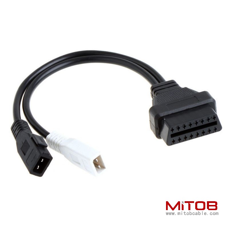 30cm Audi 2x2 to 16 Pin OBD2 Cable Automotive Diagnostic Connection Cable