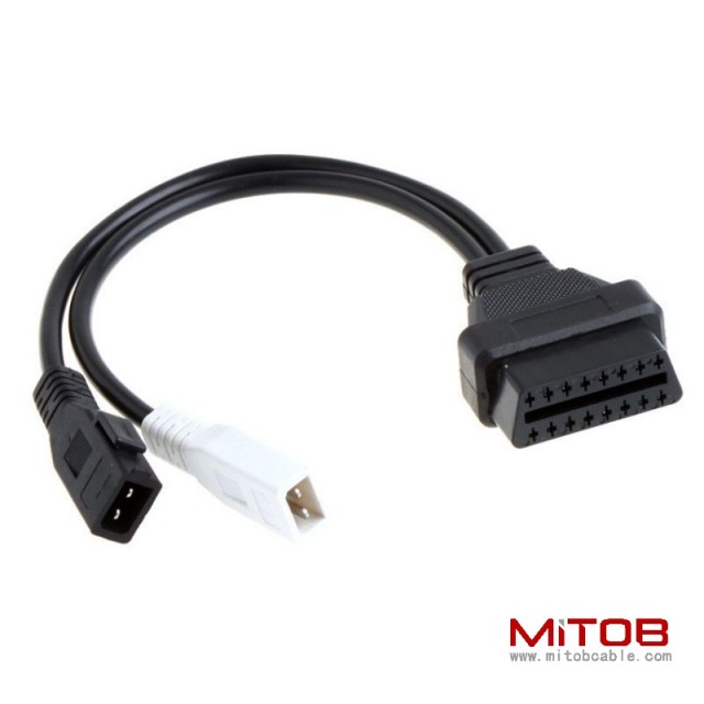 30cm Audi 2x2 to 16 Pin OBD2 Cable Automotive Diagnostic Connection Cable