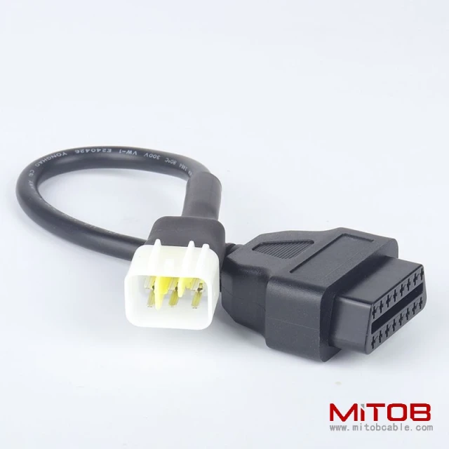 30cm OBD  16pin  to 6 pin for DELPHI Motorcycle 6 pin motorbike  cable