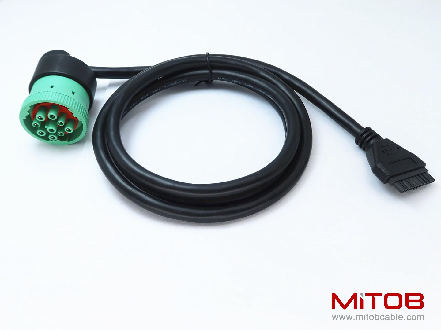 Green 9pin J1939 to 10pin Cable for PT30 ELD Logbook Compliant ECM w/DOT, Compatible with Most Trucks Freighliner & Kenworth, etc