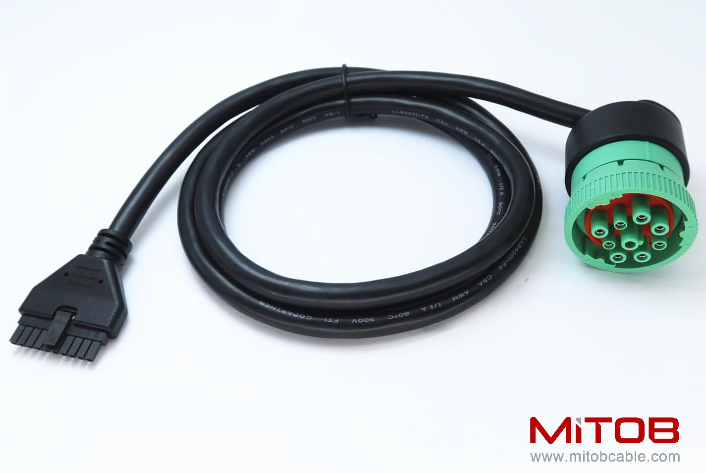Green 9pin J1939 to 10pin Cable for PT30 ELD Logbook Compliant ECM w/DOT, Compatible with Most Trucks Freighliner & Kenworth, etc