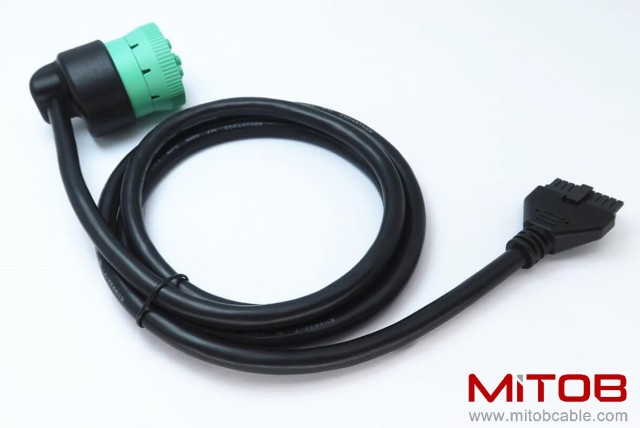 Green 9pin J1939 to 10pin Cable for PT30 ELD Logbook Compliant ECM w/DOT, Compatible with Most Trucks Freighliner & Kenworth, etc