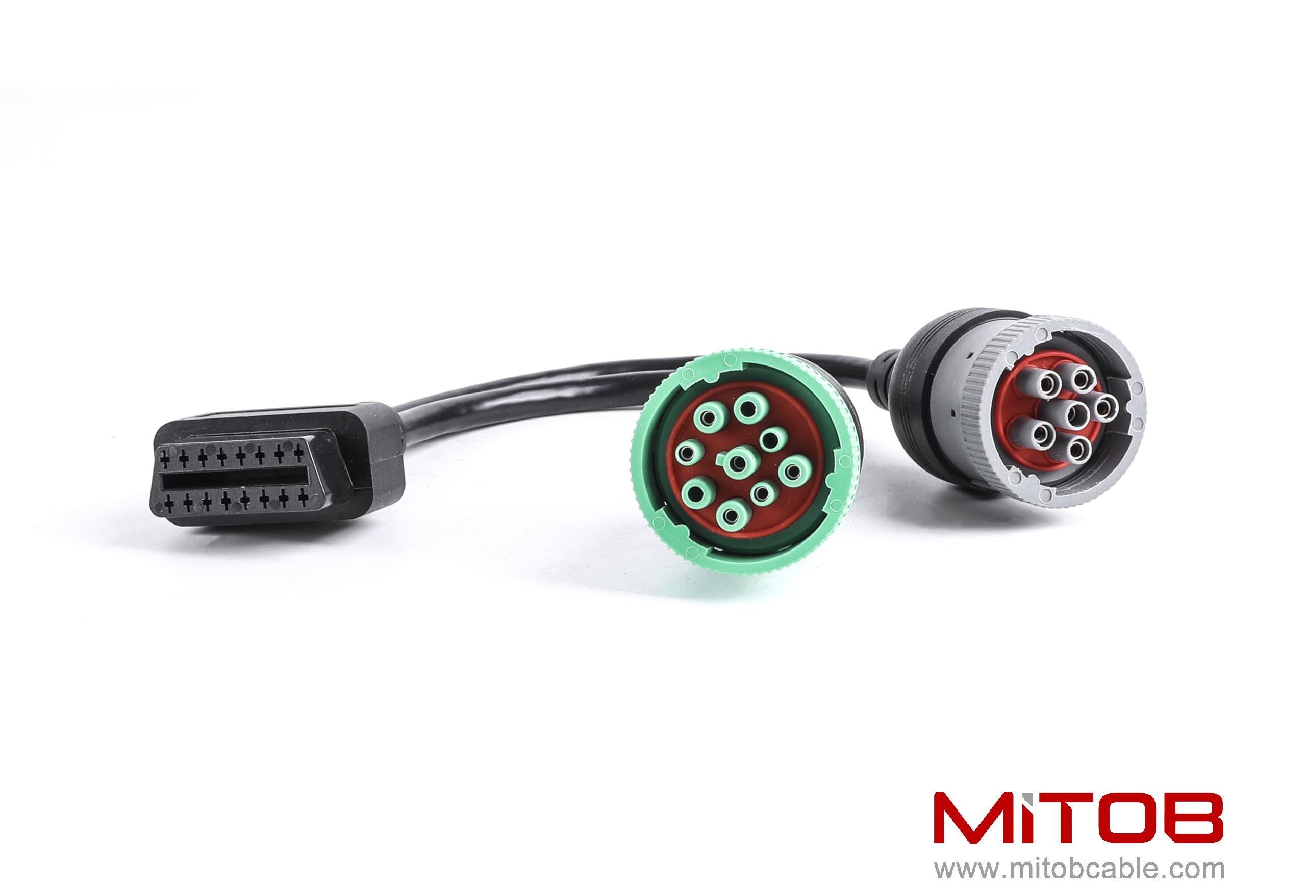 9pin J1939 Male and 6pin J1708 Male to OBD2 Female Port Splitter Y Cable