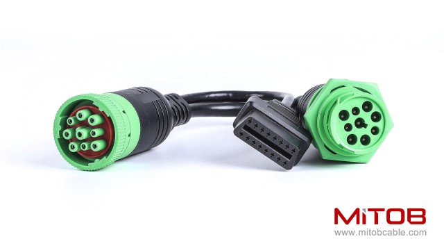 SAE J1939 Type 2 Male to Female to OBD2 Female Port Splitter Cable