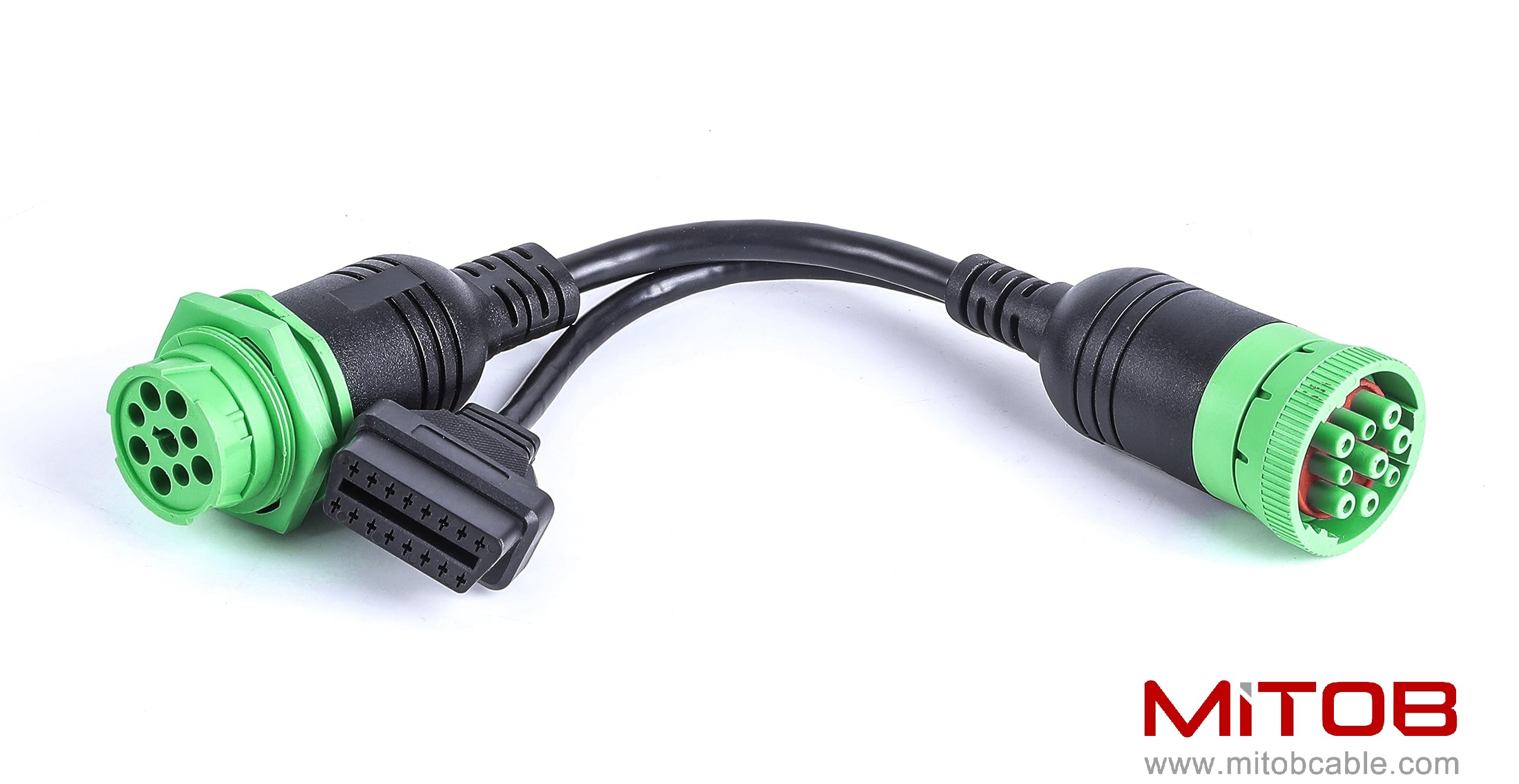 SAE J1939 Type 2 Male to Female to OBD2 Female Port Splitter Cable