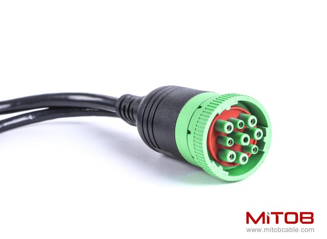 SAE J1939 Type 2 Male to Female to OBD2 Female Port Splitter Cable
