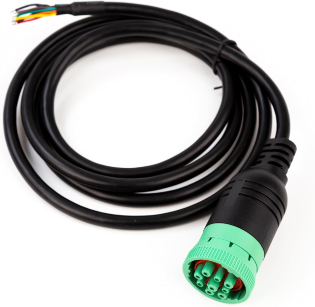 Green Type 2 J1939 Male to Open Pigtail 9pin Cable Truck Diagnostic Scanner Cable 6ft