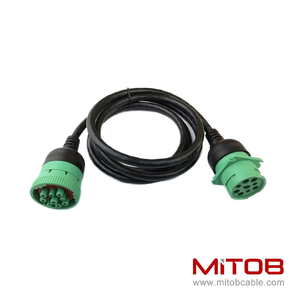 6ft/1.8m J1939 Full 9pin 20AWG Copper Male to Female PVC Extension Cable for Automotive Use for Truck Code Readers