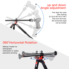 Manbily MPT-284 Aluminium tripod Multifunction Horizontal Center Column Camera Tripod with tripod ball head for DSLR