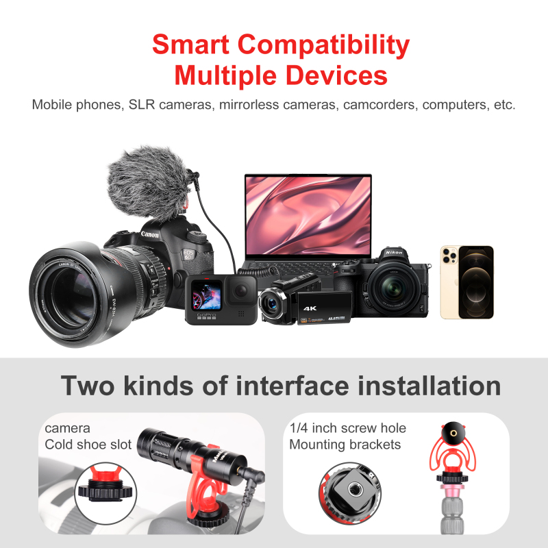 Manbily Manufacturer VM-M10 Condenser Microphone Video Microphone with Windshield for Smartphones DSLR Cameras and Video Camera