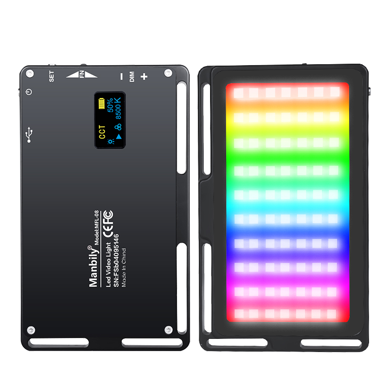 Manbily MFL-08 Rechargeable LED Video Camera Lighting Mini Pocket RGB Photography Light