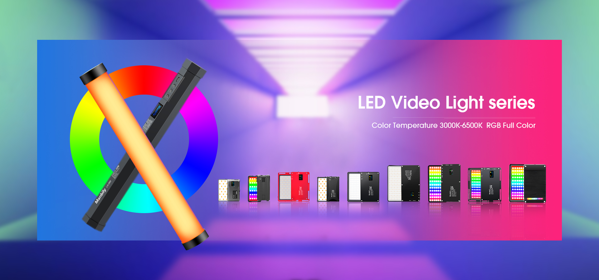 Manbily Professional Photography LED Camera Fill Light,RGB Light Stick