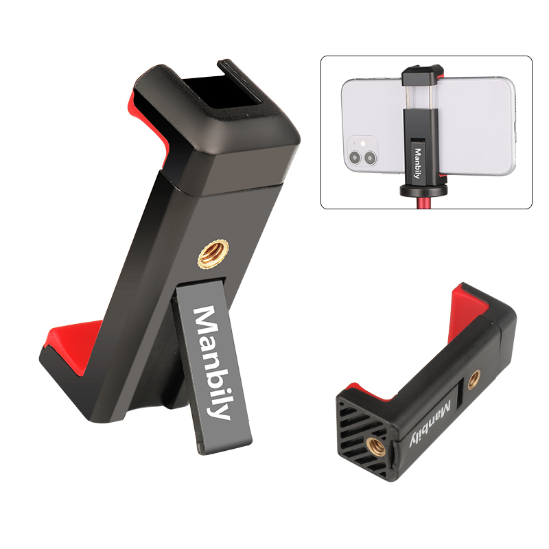 Manbily SP-05 Smartphone Clip Bracket 1/4 inch Mobile Phone Holder with Cold Shoe