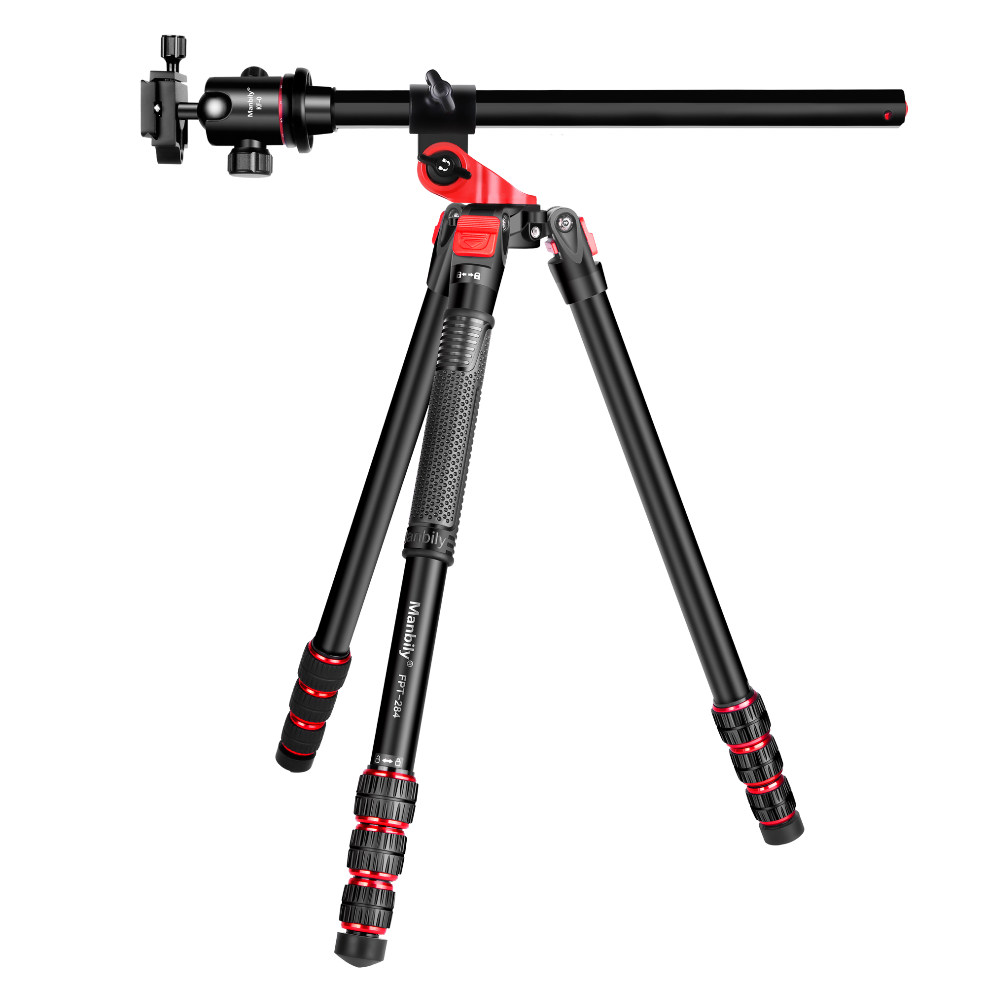 Manbily FPT-284 Aluminium tripod Horizontal Center Column Camera Tripod, with Ball Head Tripod Stand for DSLR