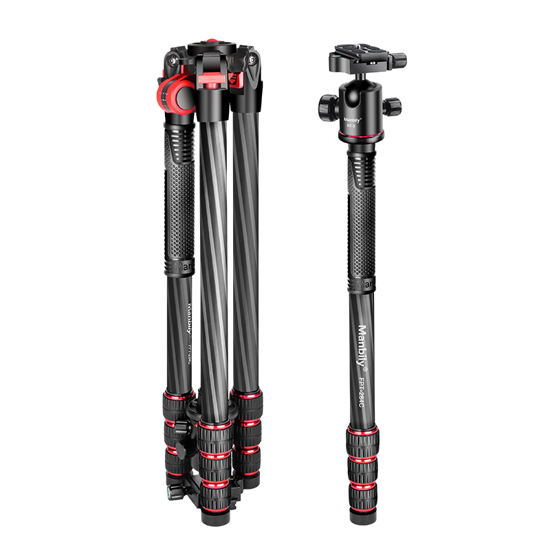 Manbily FPT-284C Carbon Fiber Camera Tripod Monopod Carbon Fiber with Rotatable Center Column, Portable Lightweight, 360 Degree Ball Head for DSLR Camera Camcorder