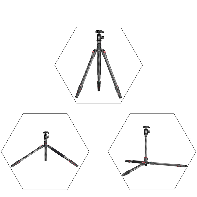 Manbily Carbon Fiber Travel Tripod Lightweight Portable Camera Tripod with Ball Head and Arca Swiss Plate Load Capacity Up to 4kg