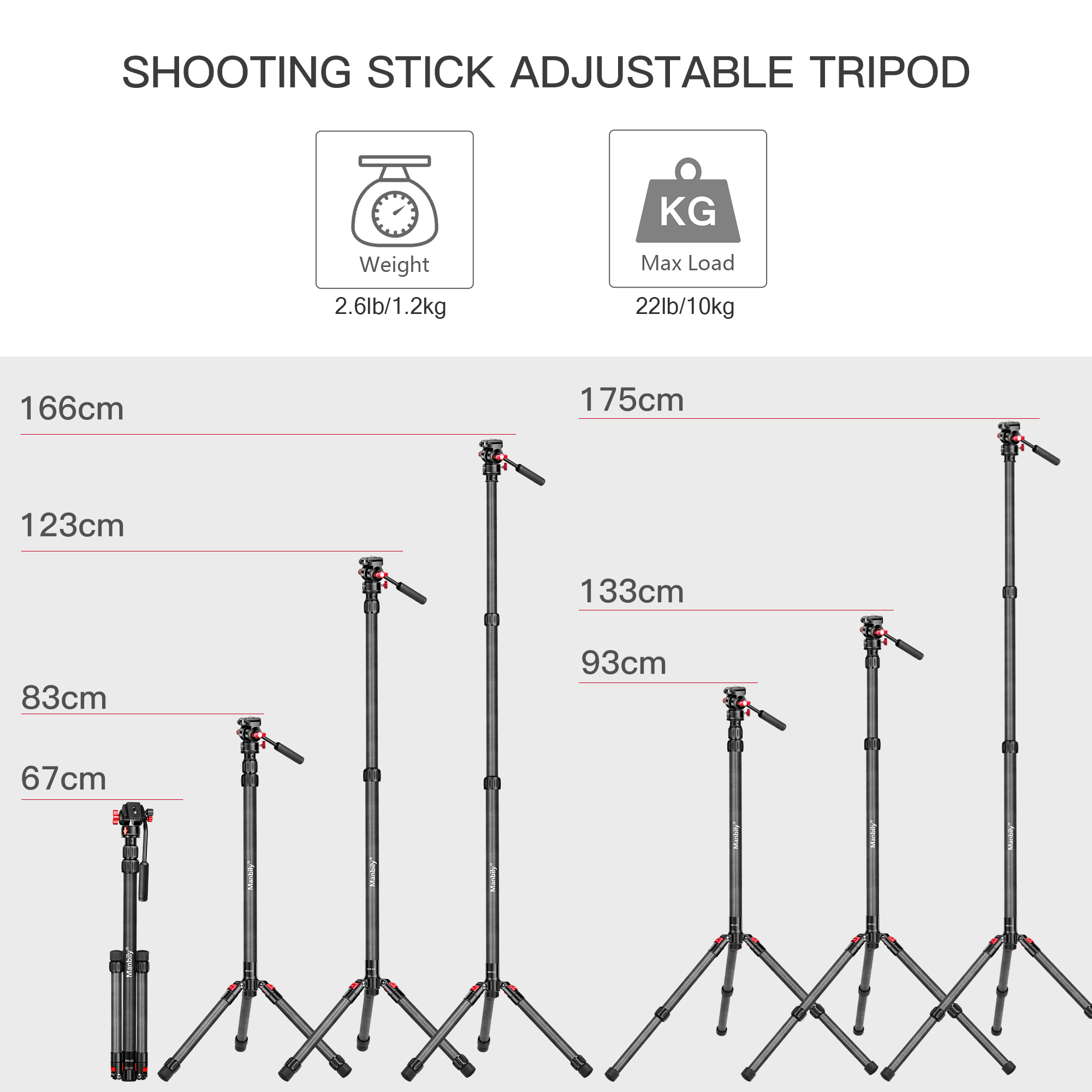 Professional video photo camera monopod stand with Fluid Video head