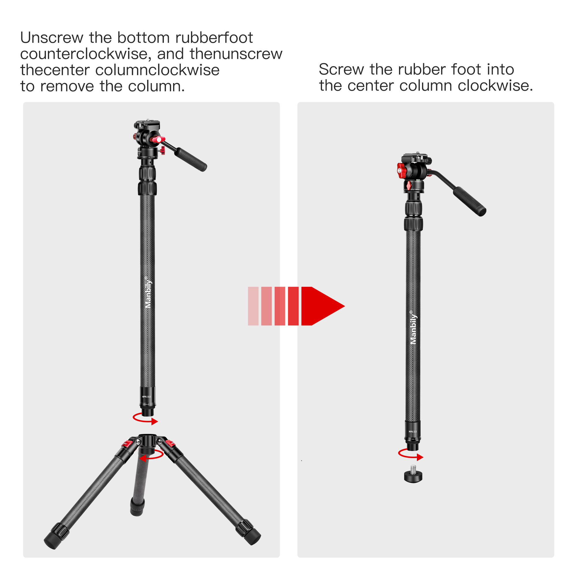 Professional video photo camera monopod stand with Fluid Video head