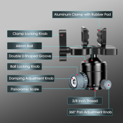 BH- U3 Aluminum Shooting Saddle with 360 Large Ball Ball Head Universal Rest Clamp for Hunting Shooting Stick Tripod