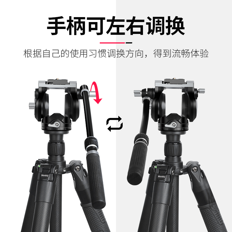 VH-90L Heavy Duty Video DSLR Camera Tripod Fluid Drag Pan Head with 1/4 and 3/8 inches Screws Sliding Plate ball head