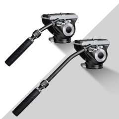 VH-90L Heavy Duty Video DSLR Camera Tripod Fluid Drag Pan Head with 1/4 and 3/8 inches Screws Sliding Plate ball head