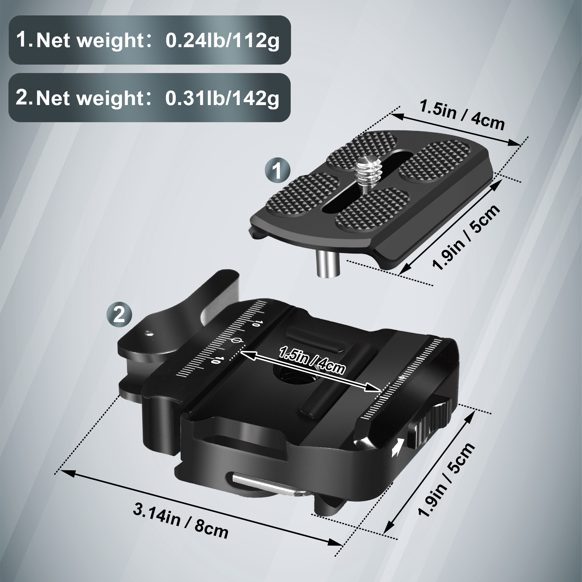Manbily PA-03 Aluminum Shooting Rest Clamp Quick Release Plate Hunting Rest Stand Quick Release Arca Swiss Rail for Tripod