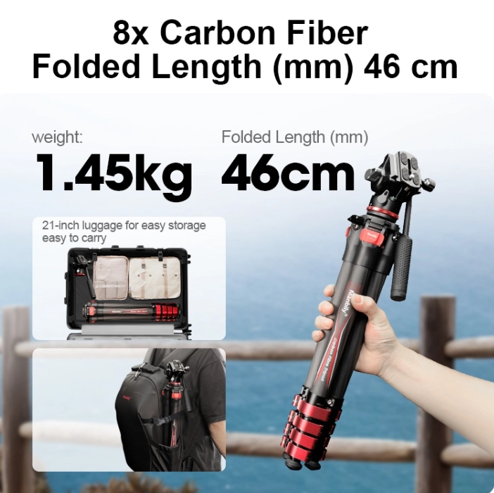 Manbily Camera Carbon Fiber Tripod P-10