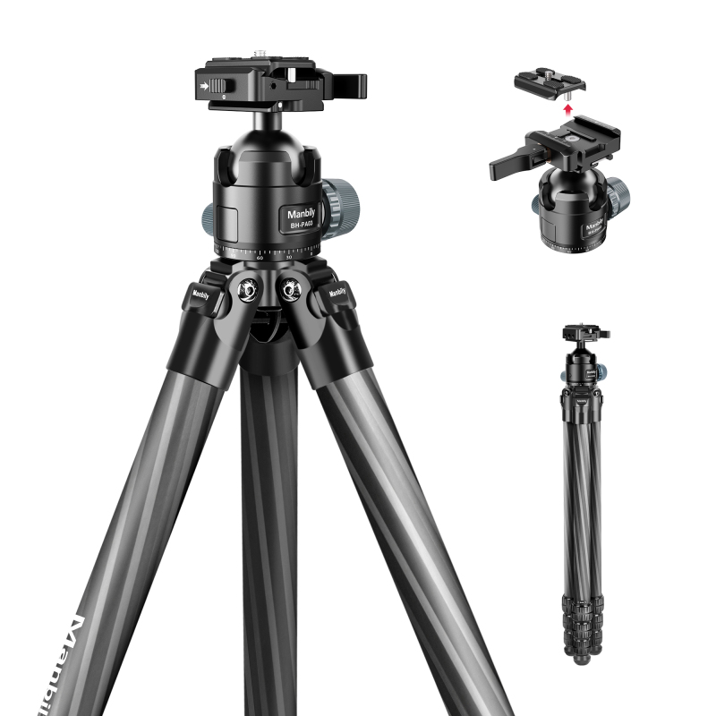 Manbily Hunt Shooting Tripod Outdoor & Camera Arca Swiss Adapter 360° Ball Head Holder WZ-324+PA03