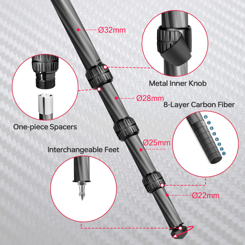 Manbily Hunt Shooting Tripod Outdoor & Camera Arca Swiss Adapter 360° Ball Head Holder WZ-324+PA03