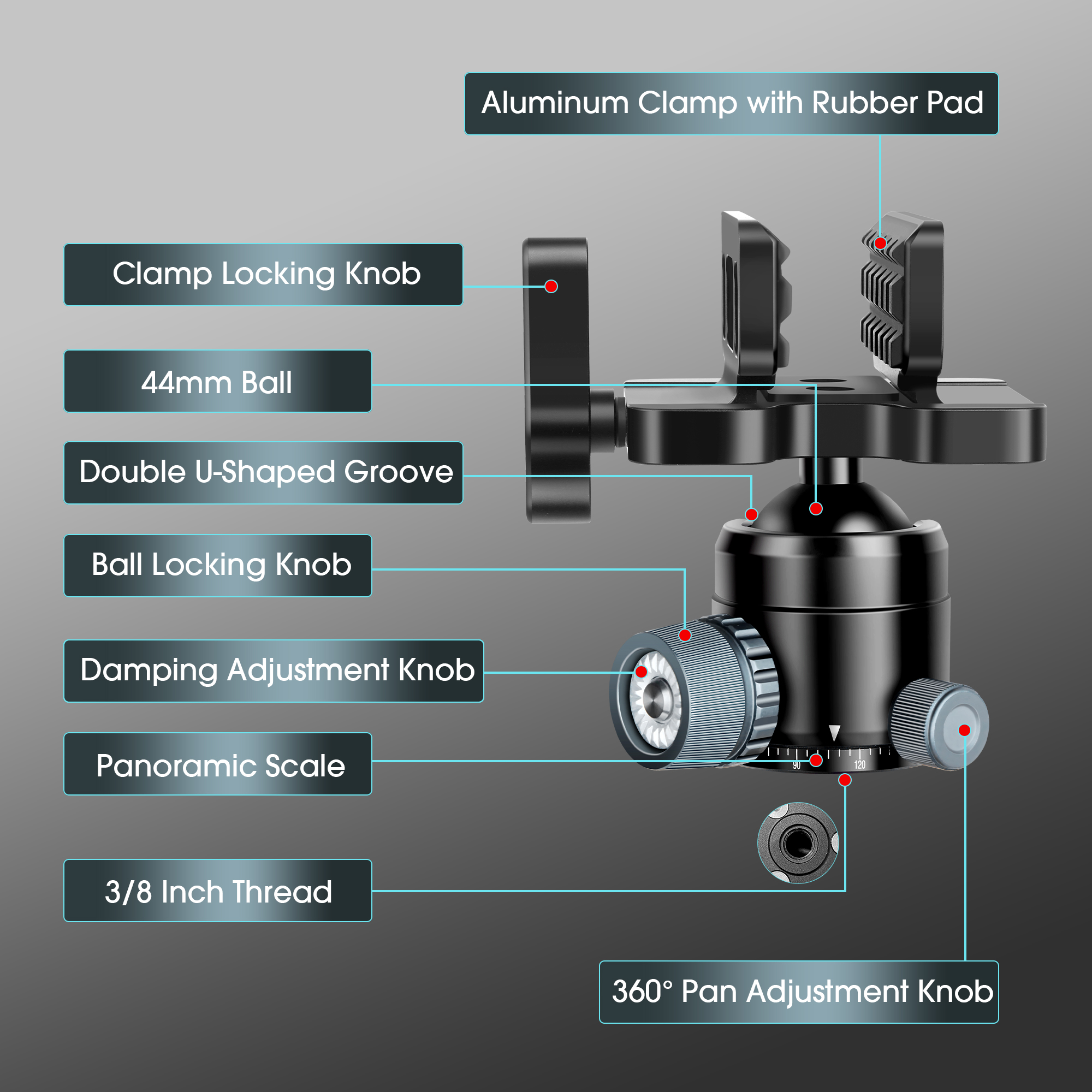 Manbily BH-U3 Professional Hunting Tripod Adapter Aluminum Alloy Quick Detach QD Mount for Outdoor Shooting