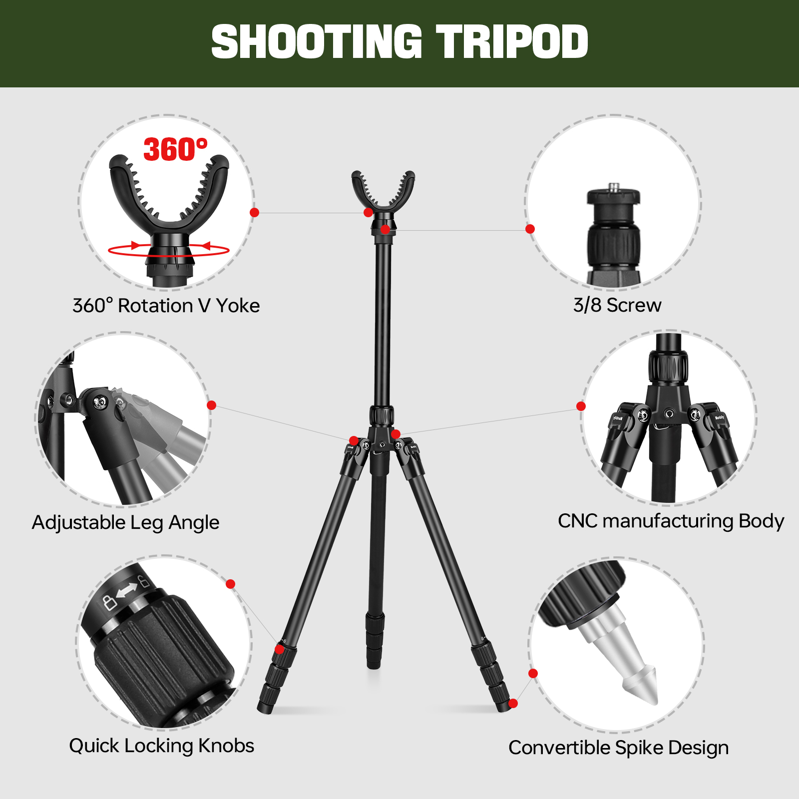 Manbily Hunting Tripod Aluminum