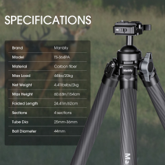 Manbily TS-364PA Shooting Tripod for Hunting Outdoor Shooting Carbon Fiber