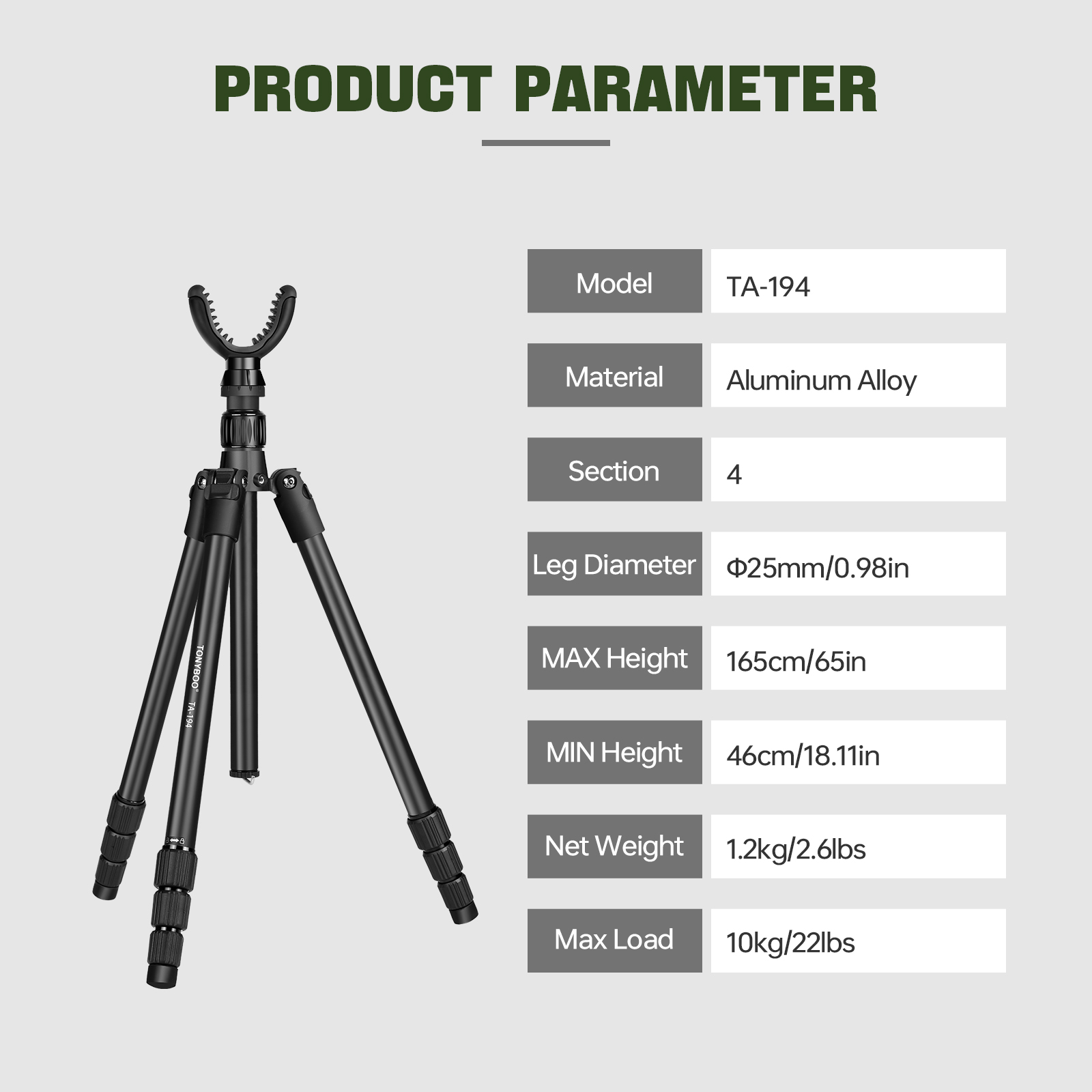 Manbily Hunting Tripod Aluminum