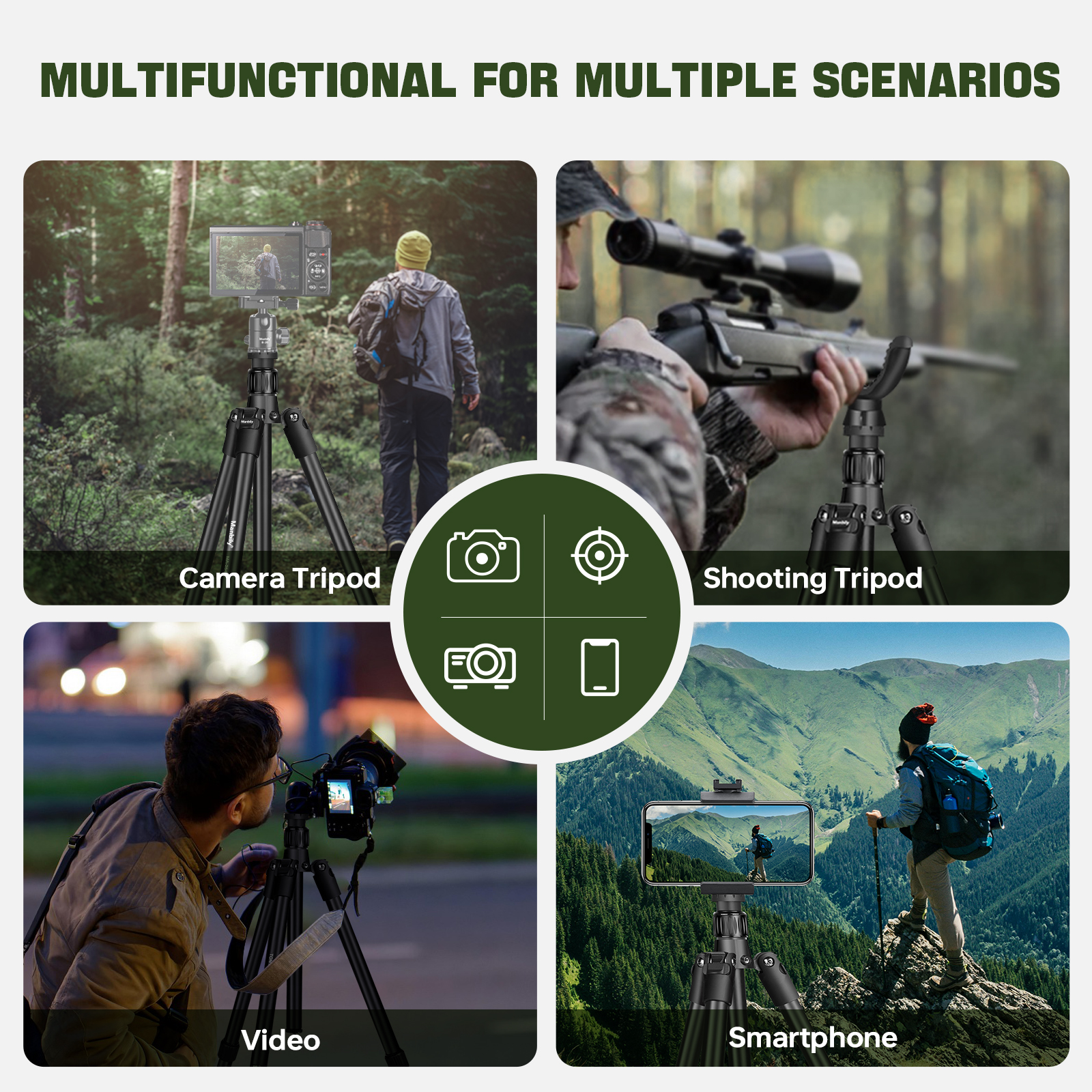 Manbily Hunting Tripod Aluminum