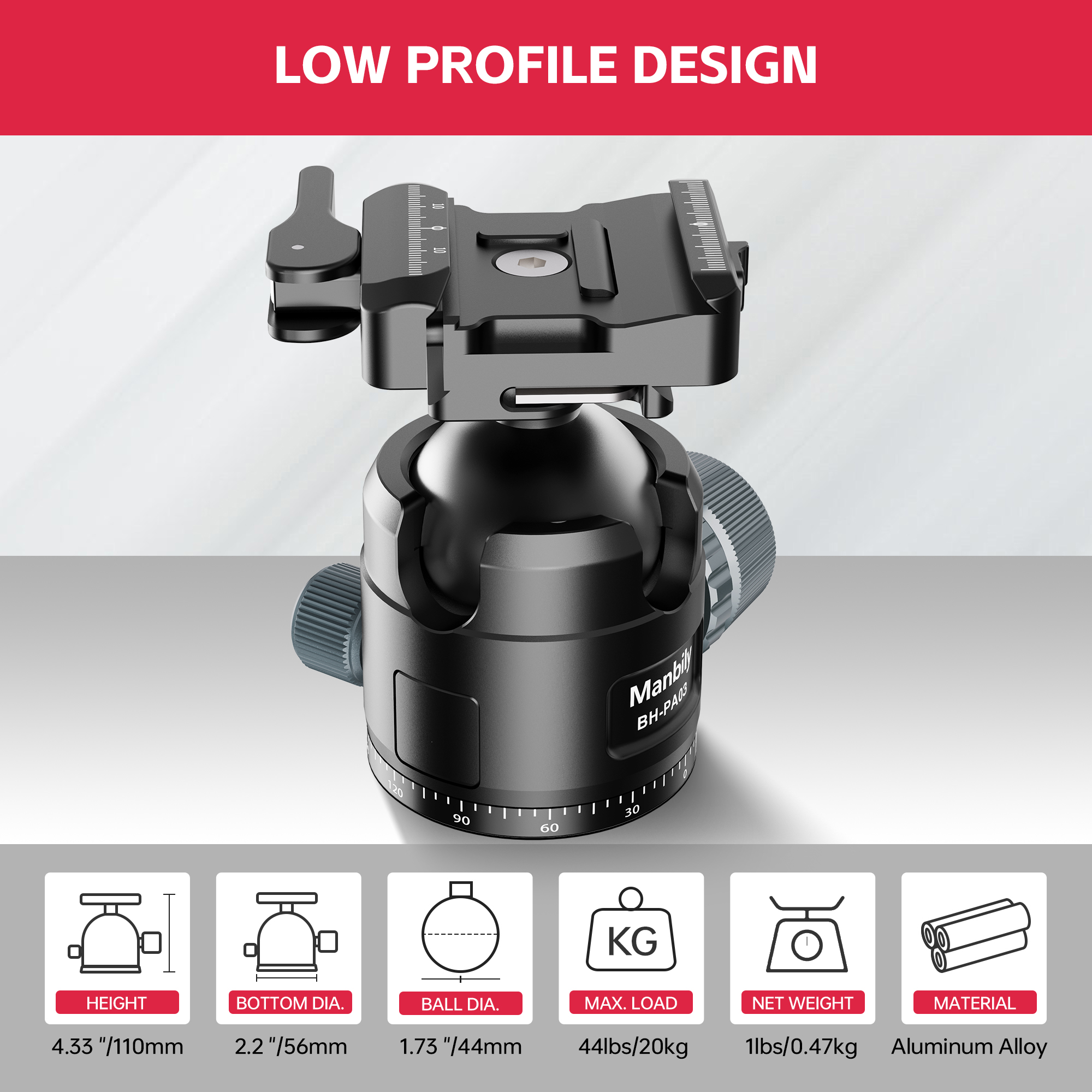 Manbily Low Profile Ball Head
