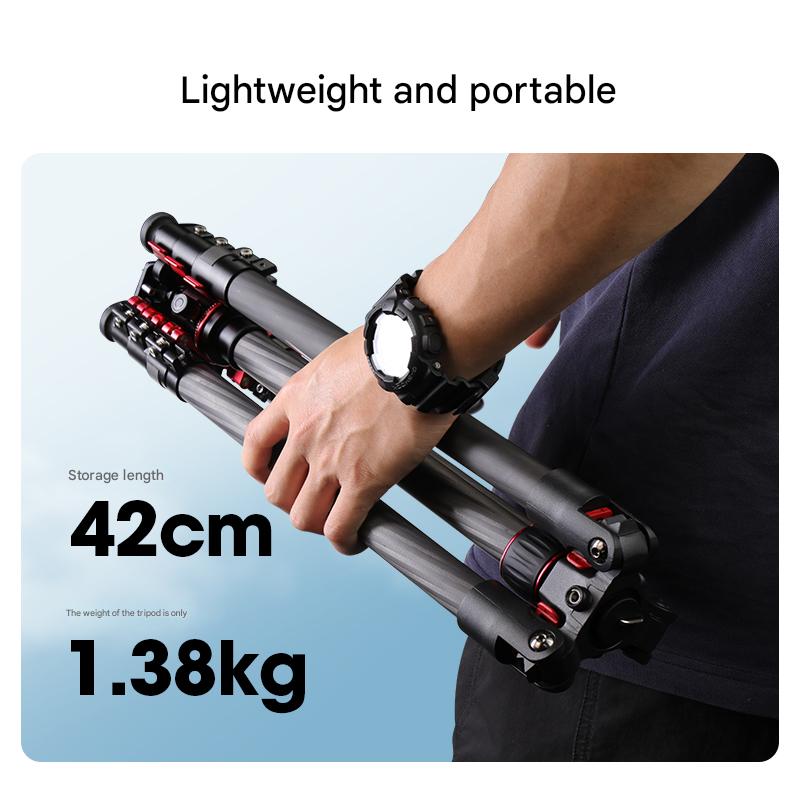 Manbily Camera Carbon fiber Travel Lightweight Tripod PH-20 with Ball Head, Quick Deploy Design with Metal Lever Locks
