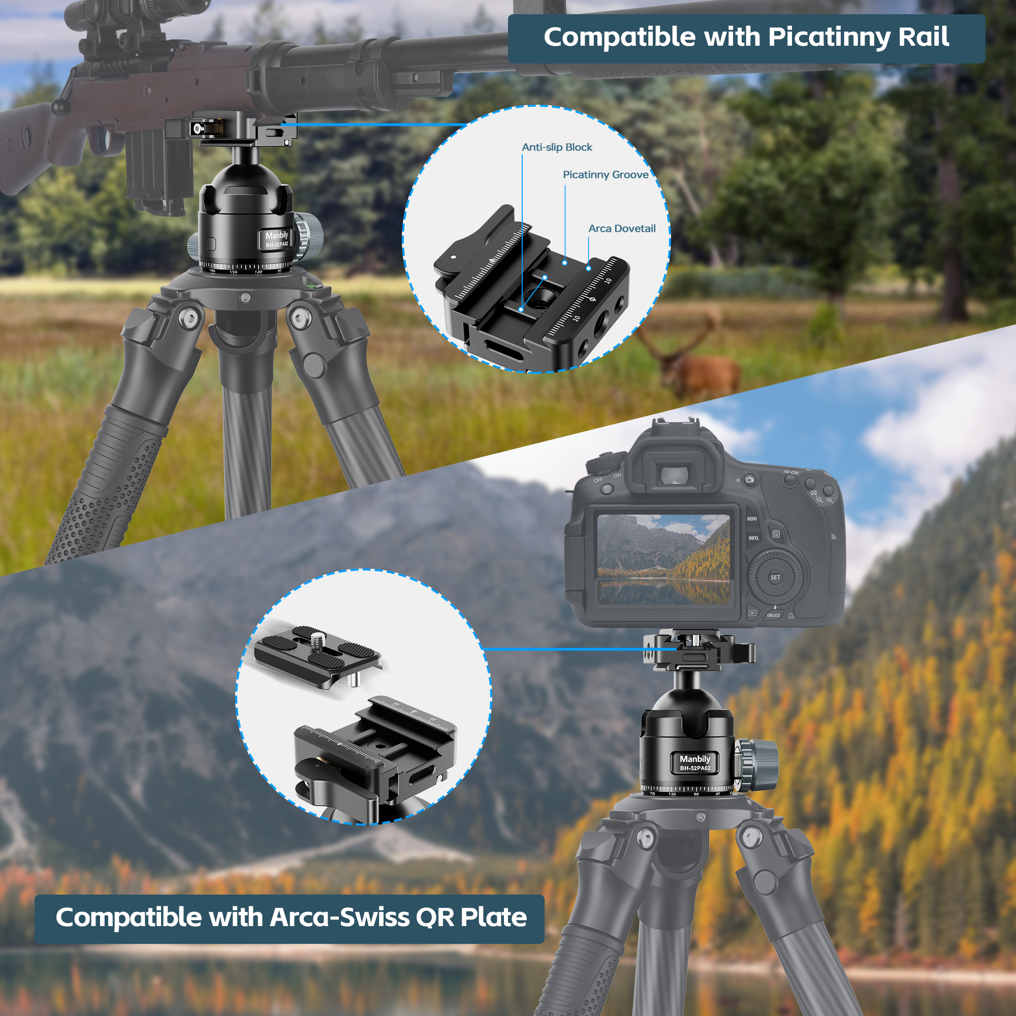 Manbily BH-52 PA-02 Tripod Head