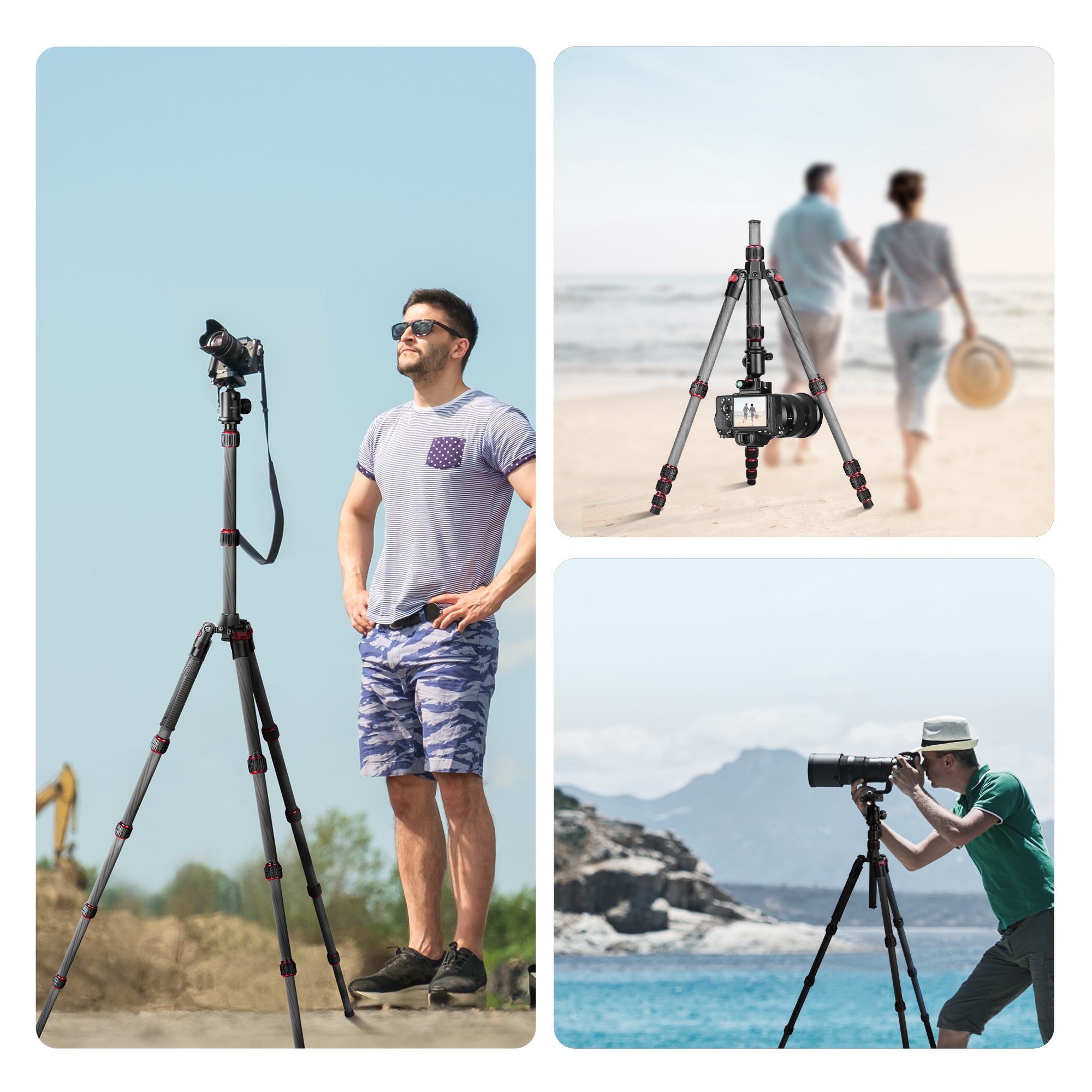 Manbily MC-255 PhotographyTripod for Camera Photography Tripod Carbon Fiber High Tripod