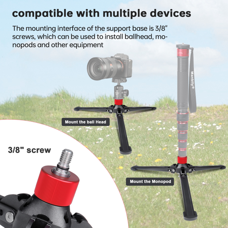 Manbily M-5 Base Stand for Monopod 3/8'' Thread Wildlife