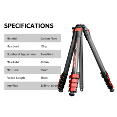 Manbily PH-10 Tripod for Hunting Wildlife Carbon Fiber High Tripod